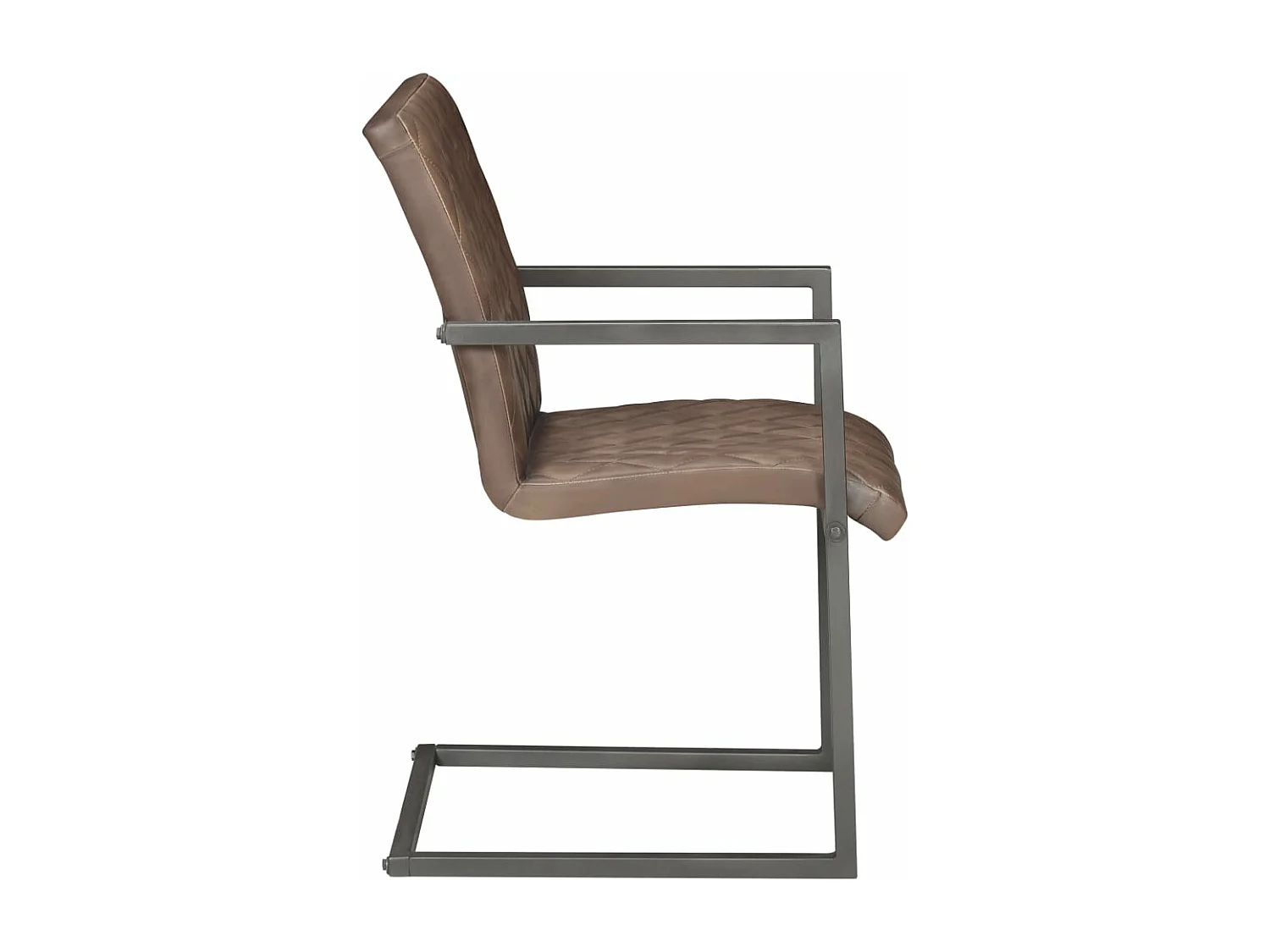 Chaises à manger cantilever lot de 2 marron cuir véritable REO95636