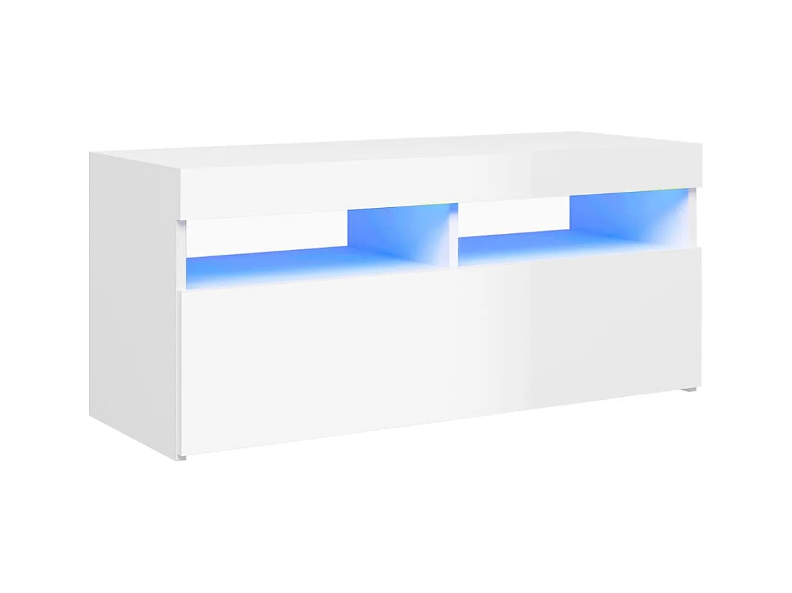 Tv-meubel met LED-verlichting 90x35x40 cm hoogglans wit NL726239