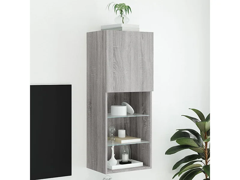 TV-Schrank,TV-Möbel mit LED-Leuchten Grau Sonoma 40,5x30x102 cm -gkd930729