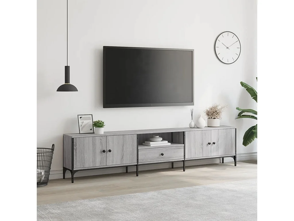 Meuble TV à tiroir sonoma gris 200x25x44 cm bois d'ingénierie WET8961