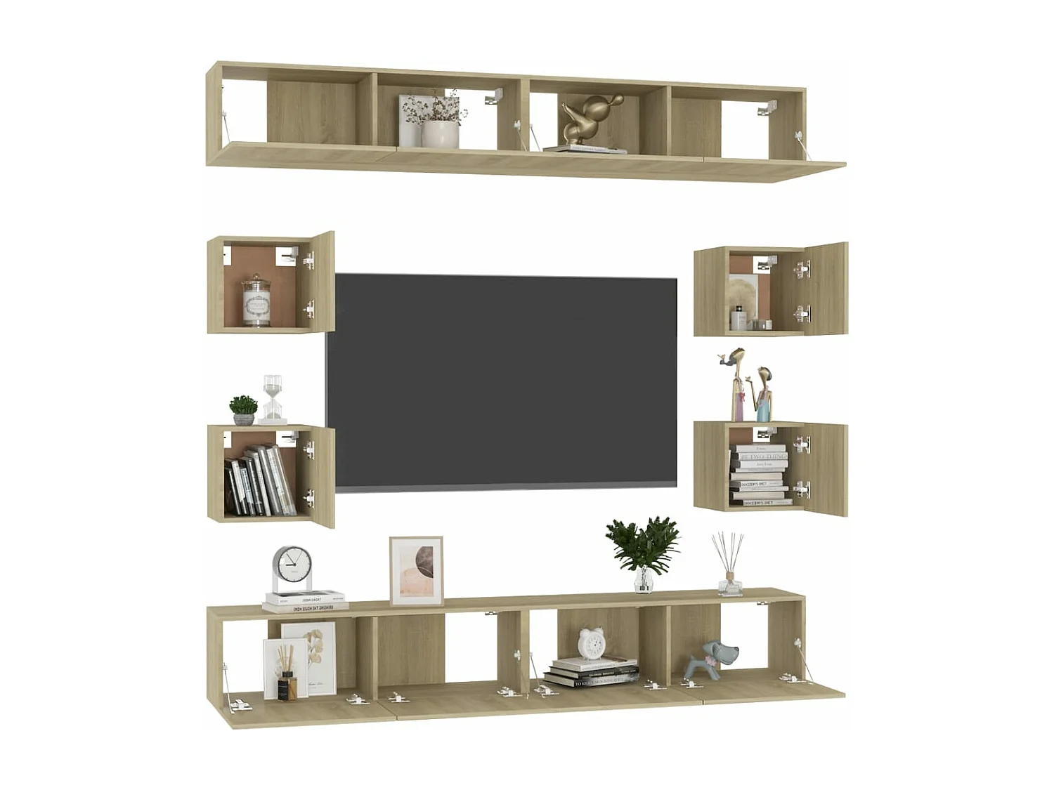 8-delige Tv-meubelset bewerkt hout sonoma eikenkleurig NL49067