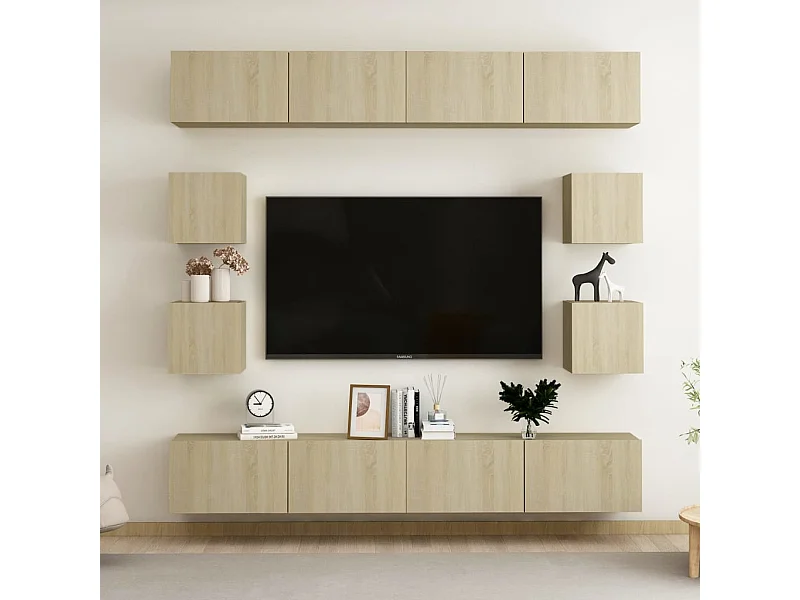 8 pzas Muebles TV roble Sonoma YOE97759