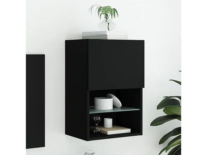 TV-Schrank,TV-Möbel mit LED-Leuchten Schwarz 40,5x30x60 cm -gkd396725