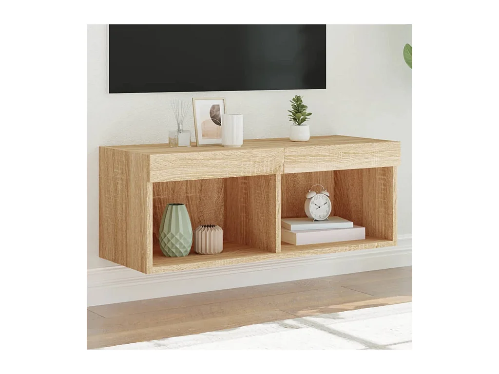 Meuble TV avec lumières LED chêne sonoma 80x30x30 cm WET3156