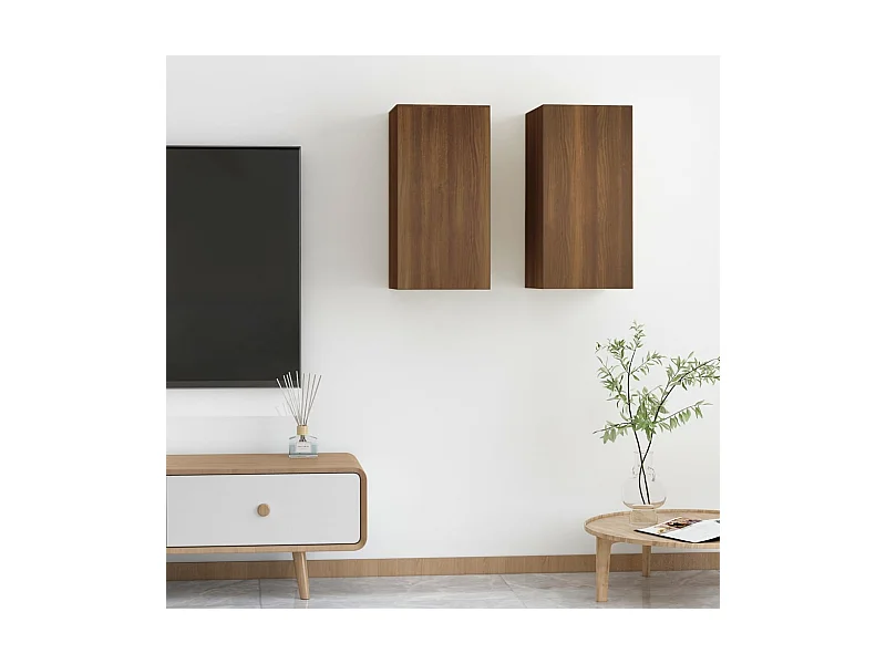 2 Stk.TV-Schränke,TV-Möbel Braun Eichen-Optik 30,5x30x60 Holzwerkstoff -gkd463536