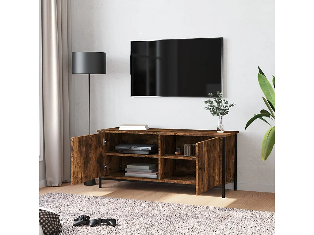 Tv-meubel 102x35x45 cm bewerkt hout gerookt eikenkleurig NL828516