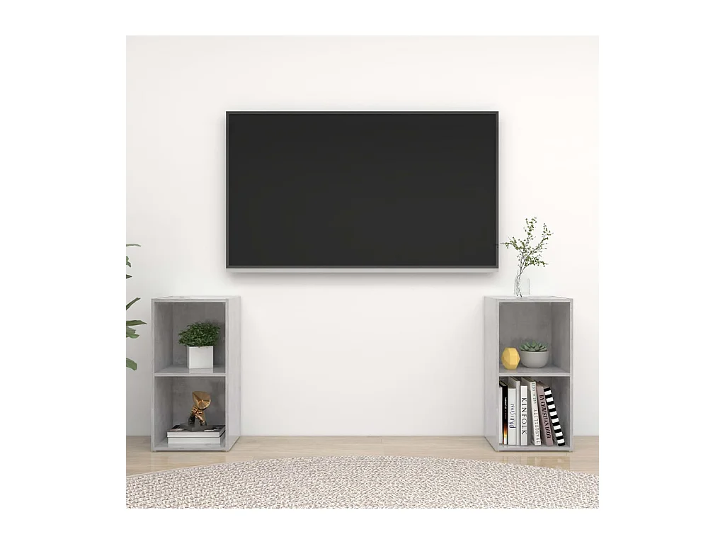 Tv-meubelen 2 st 72x35x36,5 cm bewerkt houtbetongrijs NL547323