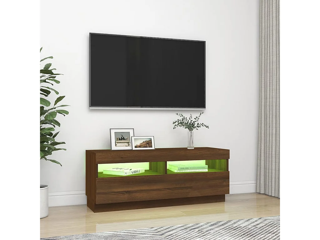 Tv-meubel met LED-verlichting 100x35x40 cm bruin eikenkleur NL16182