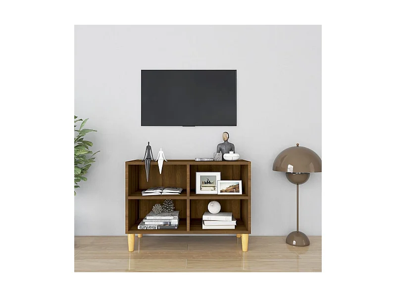 TV-Schrank,TV-Möbel mit Massivholz-Beinen Braun Eiche-Optik 69,5x30x50cm -gkd787399