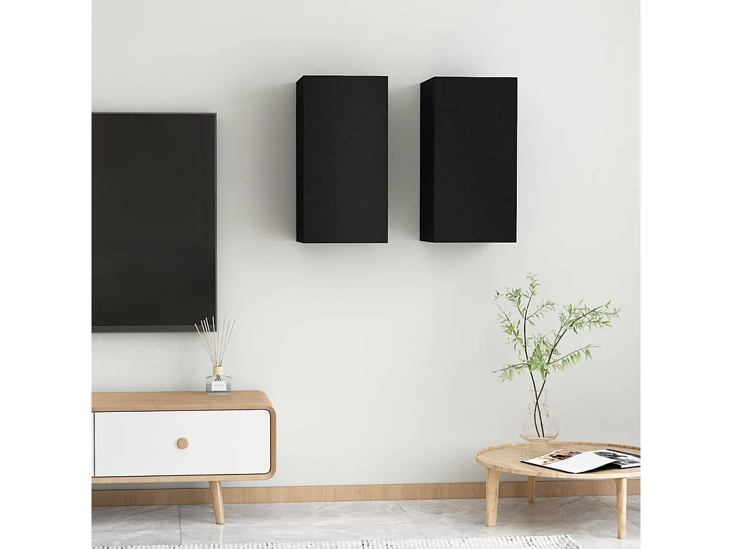 Tv-meubels 2 st 30,5x30x60 cm bewerkt hout zwart NL445005