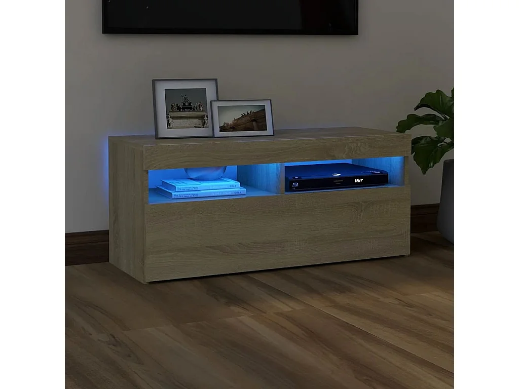 Meuble TV avec lumières LED chêne sonoma 90x35x40 cm WET8523