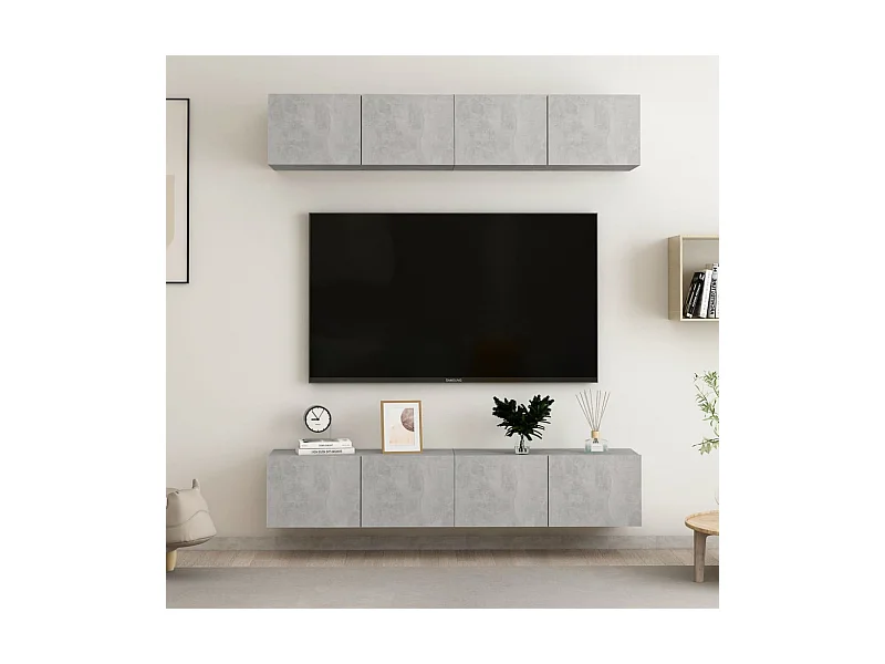 4 Stk.TV-Schränke,TV-Möbel Betongrau 80x30x30 cm Holzwerkstoff -gkd632491