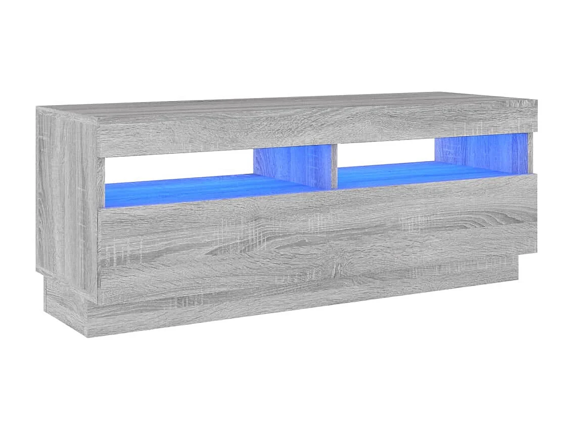 Móvel de TV com luzes LED 100x35x40 cm sonoma cinzento PT115940