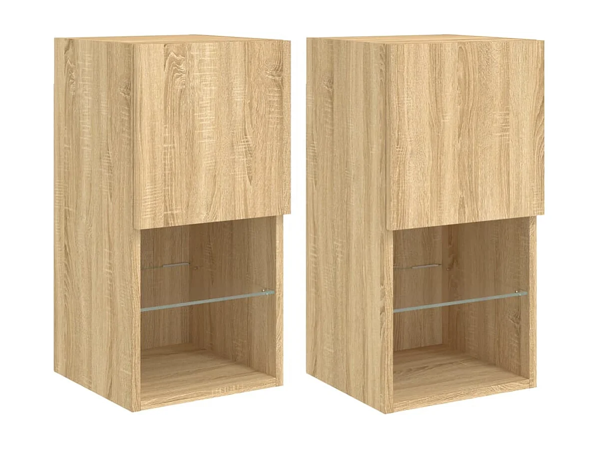 2 uds Muebles TV con luces LED roble Sonoma 30,5x30x60 cm YOE49852