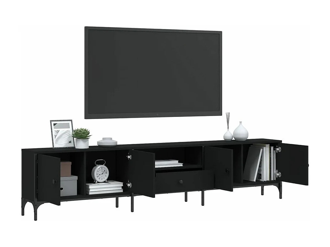 TV-Schrank,TV-Möbel mit Schublade Schwarz 200x25x44 cm Holzwerkstoff -gkd735394