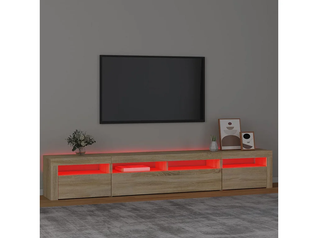 Mobile Porta TV | Armadietto TV con Luci LED Rovere Sonoma 240x35x40 cm