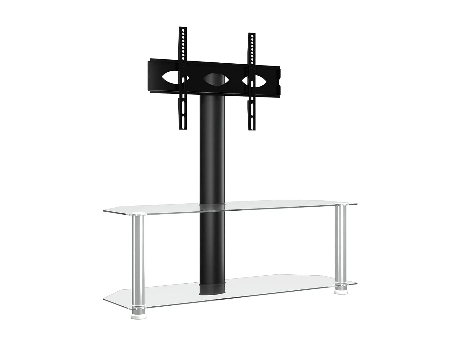 Meuble TV d'angle 2 niveaux pour 32-70 pouces noir argenté WET3744