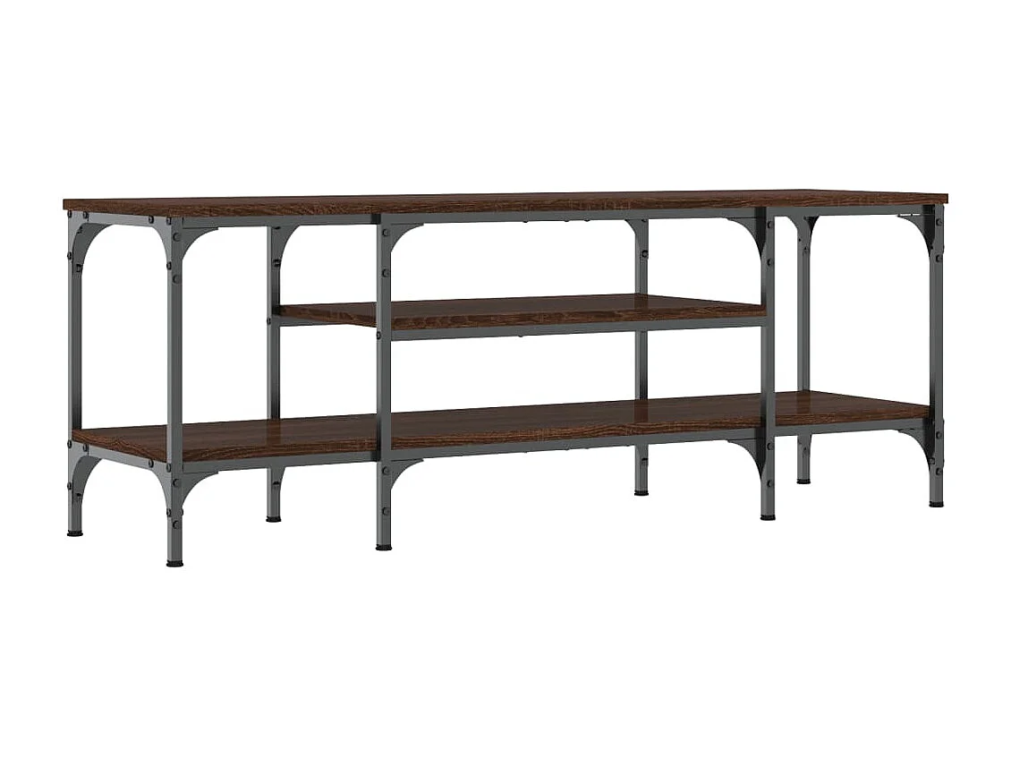 Mueble TV madera ingeniería y hierro marrón roble 121x35x45 cm YOE85101