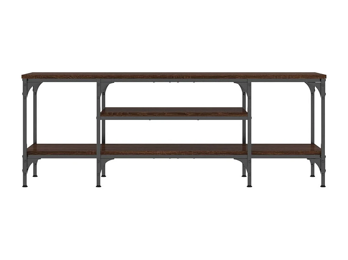 Mueble TV madera ingeniería y hierro marrón roble 121x35x45 cm YOE85101