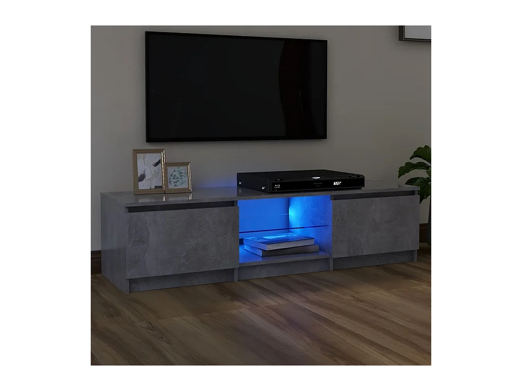 Meuble TV avec lumières LED gris béton 140x40x35,5 cm WET1299