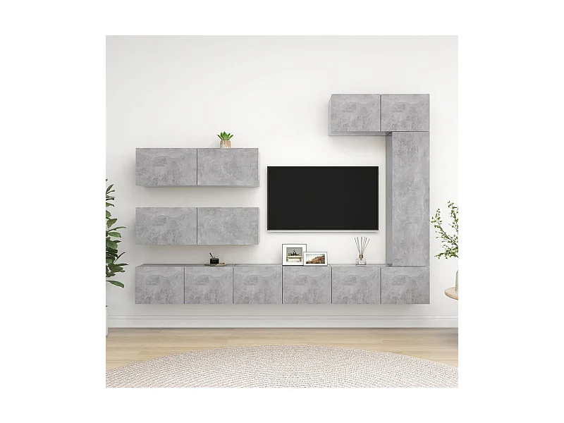 7-tlg. TV-Schrank-Set,TV-Möbel Betongrau Holzwerkstoff -gkd447262
