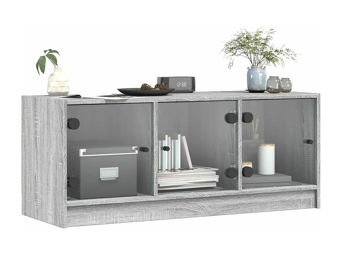 Meuble TV avec portes en verre sonoma gris 102x37x42 cm WET6186