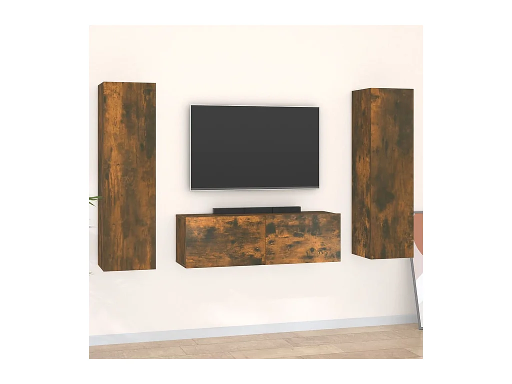 Ensemble de meubles TV 3 pcs Chêne fumé Bois d'ingénierie WET9996