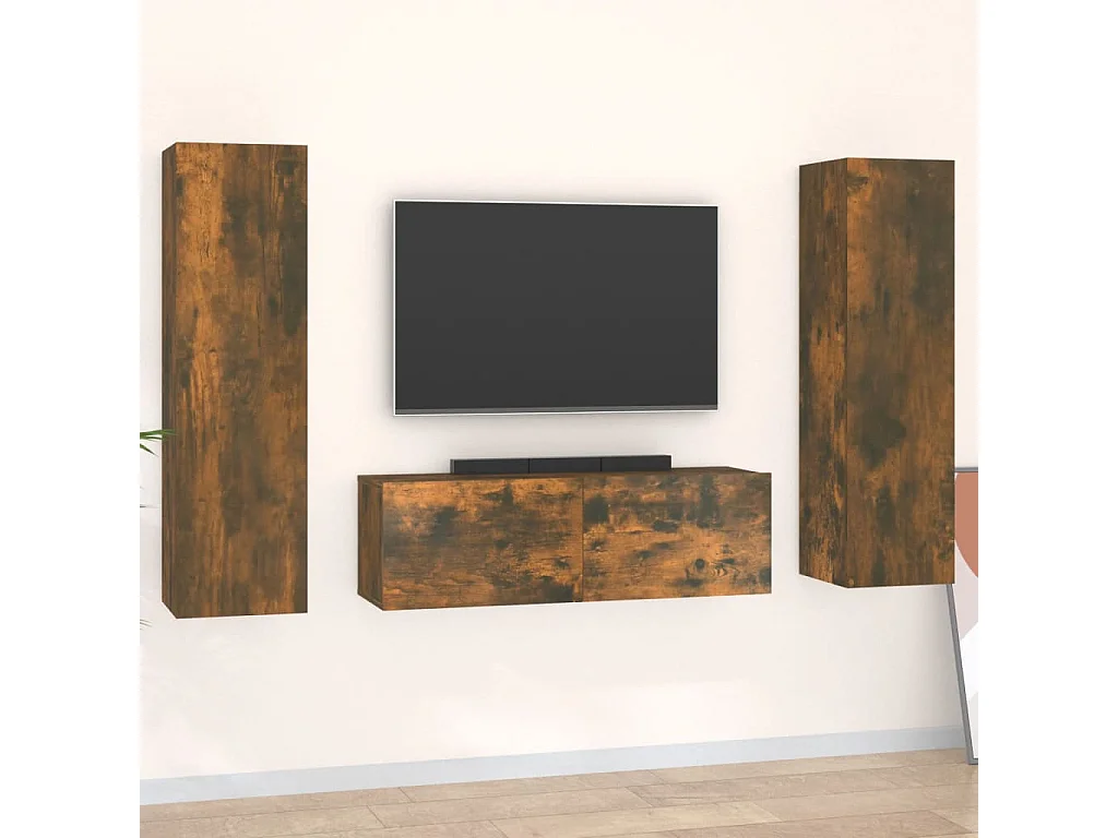 Ensemble de meubles TV 3 pcs Chêne fumé Bois d'ingénierie WET9996