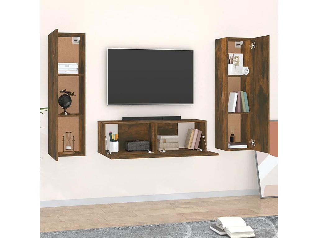 Ensemble de meubles TV 3 pcs Chêne fumé Bois d'ingénierie WET9996