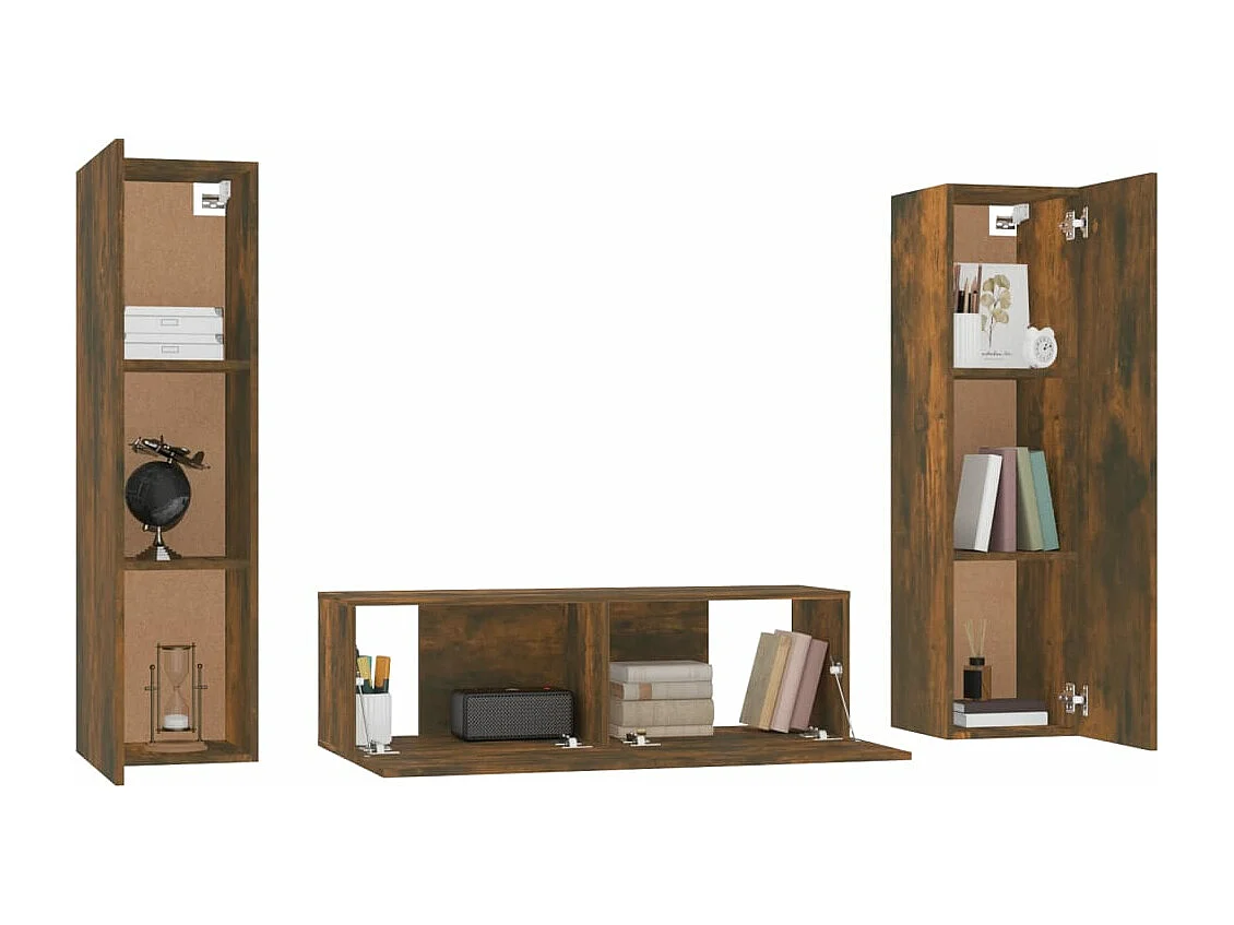 Ensemble de meubles TV 3 pcs Chêne fumé Bois d'ingénierie WET9996