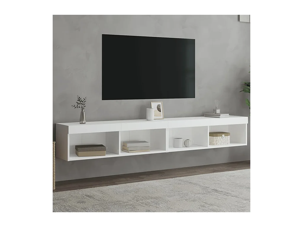 Meubles TV avec lumières LED 2 pcs blanc 100x30x30 cm WET4354