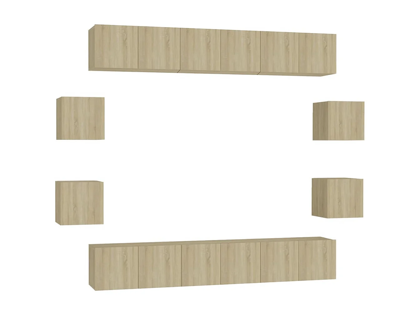 10 pzas Muebles TV madera ingeniería roble Sonoma YOE16745