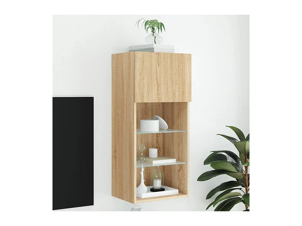 Tv-meubel met LED-verlichting 40,5x30x90 cm sonoma eikenkleurig NL23305