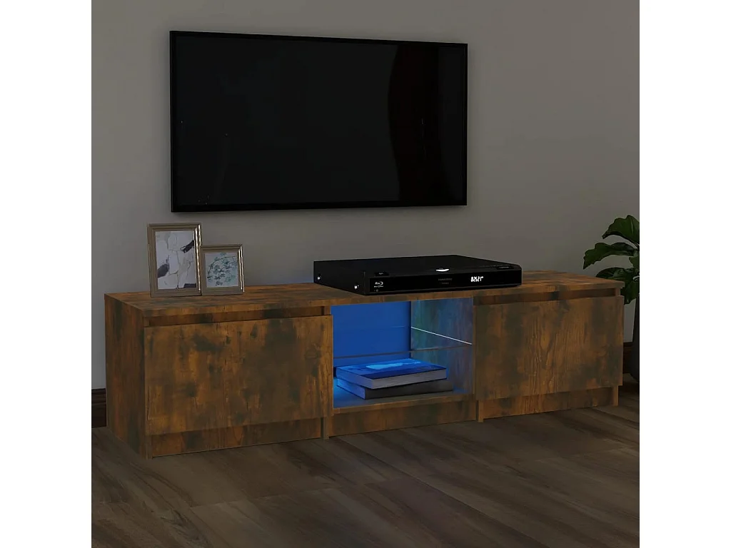 Meuble TV avec lumières LED Chêne fumé 140x40x35,5 cm WET7722