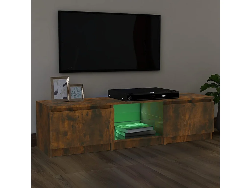 Meuble TV avec lumières LED Chêne fumé 140x40x35,5 cm WET7722