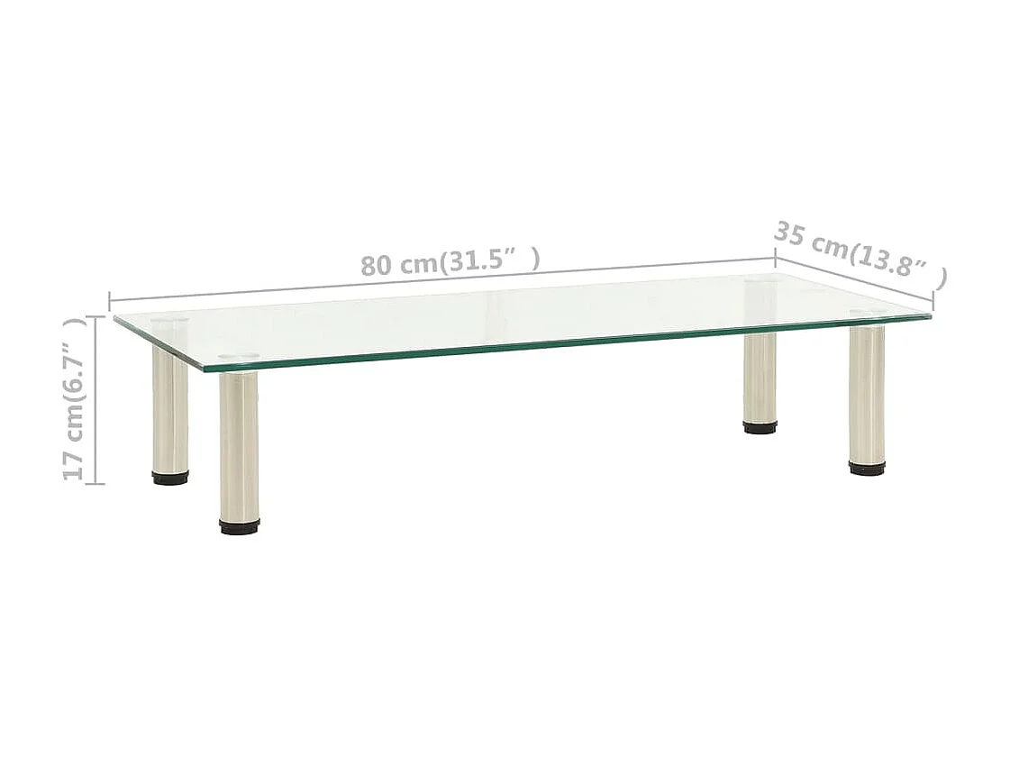 Meuble TV Transparent 80x35x17 cm Verre trempé WET9321