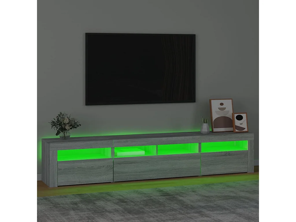 Móvel de TV com luzes LED 210x35x40 cm sonoma cinza PT522862
