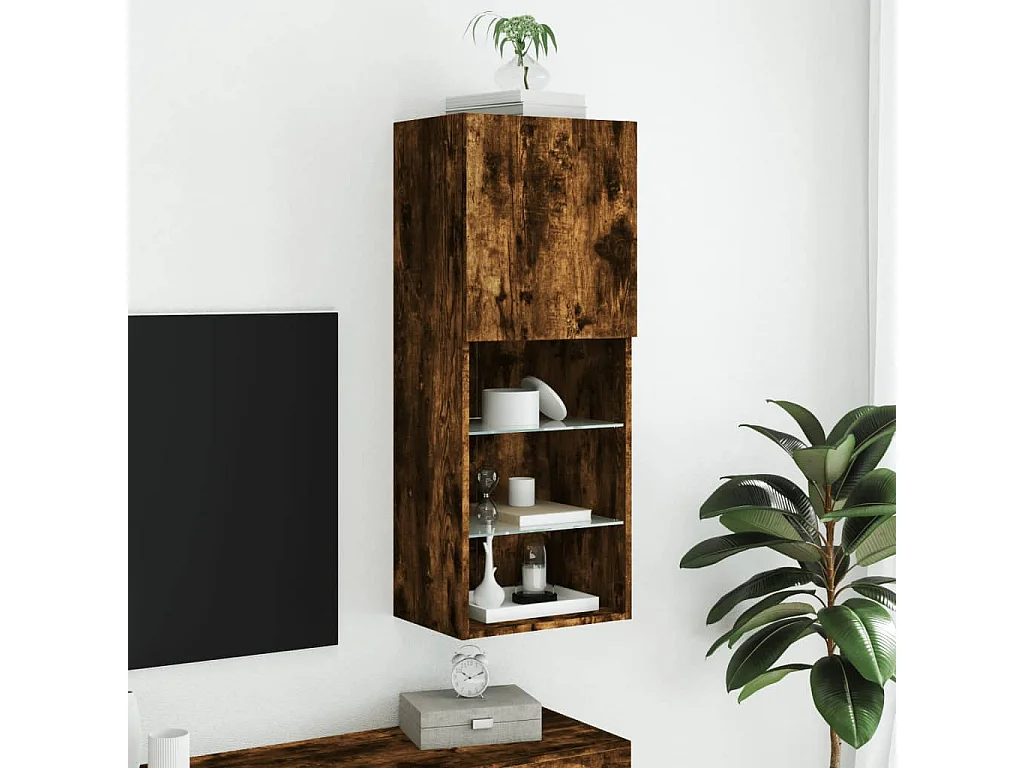 Móvel de TV com luzes LED 40,5x30x102 cm carvalho fumado PT620590