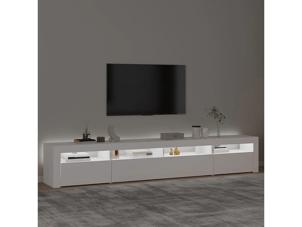 Meuble TV avec lumières LED Blanc 240x35x40 cm WET7957