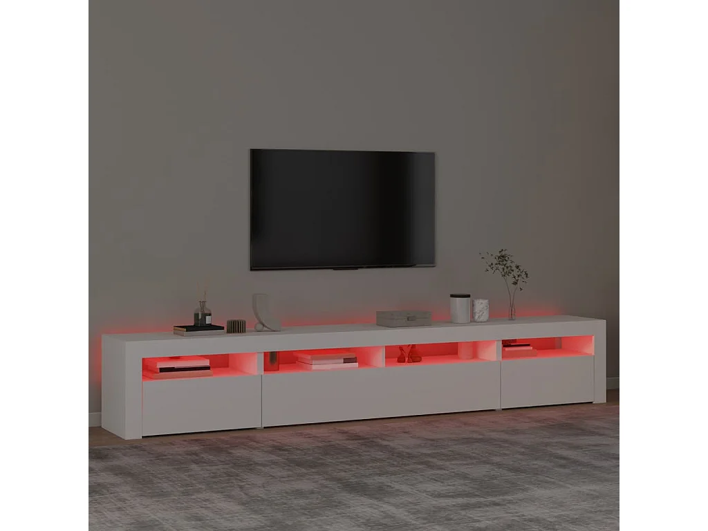 Meuble TV avec lumières LED Blanc 240x35x40 cm WET7957