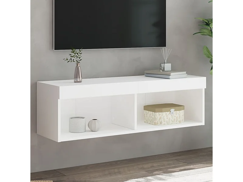 Meuble TV avec lumières LED blanc 100x30x30 cm WET8094