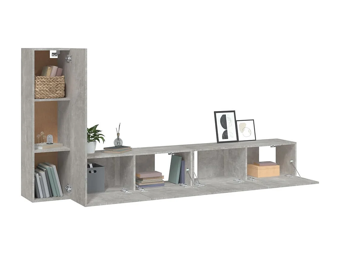 Ensemble de meubles TV 3 pcs Gris béton Bois d'ingénierie WET3152