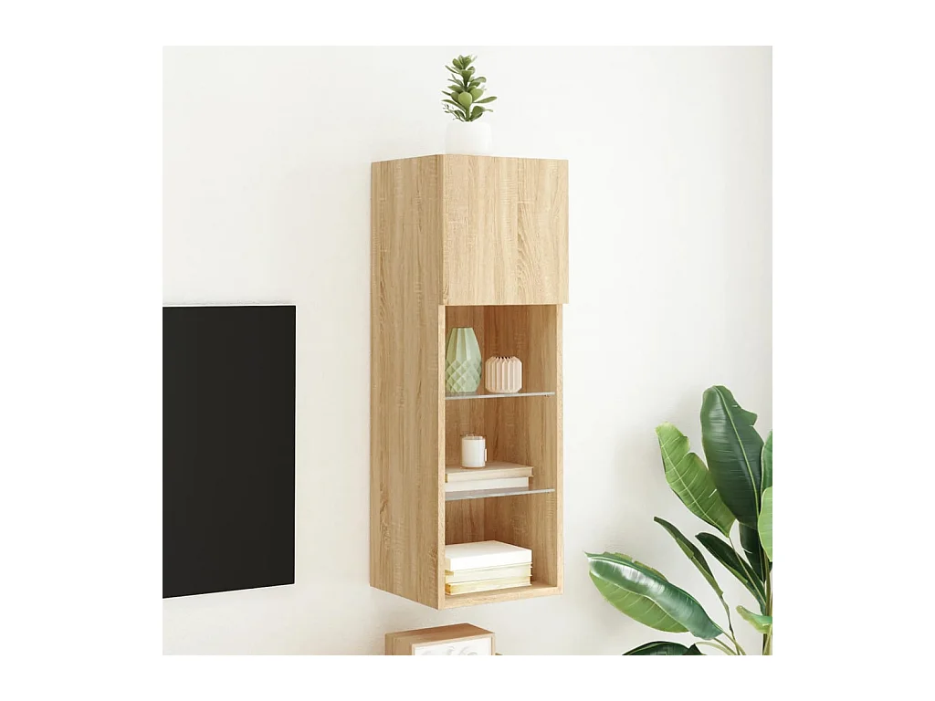 Meuble TV avec lumières LED chêne sonoma 30,5x30x90 cm WET3965