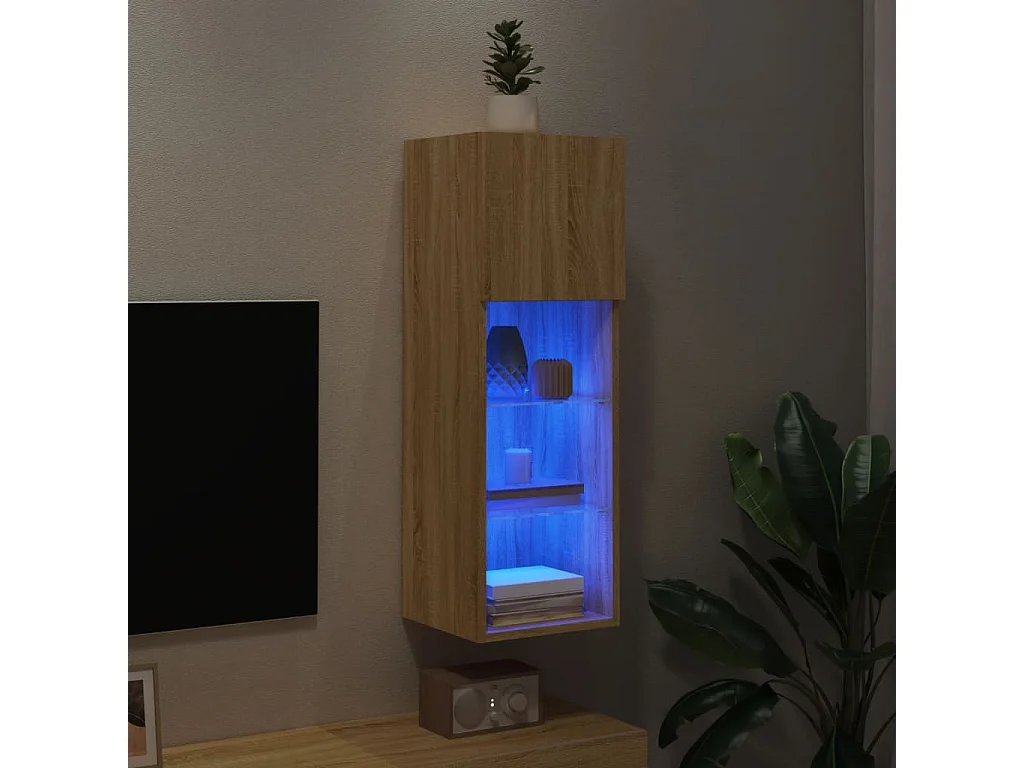 Meuble TV avec lumières LED chêne sonoma 30,5x30x90 cm WET3965