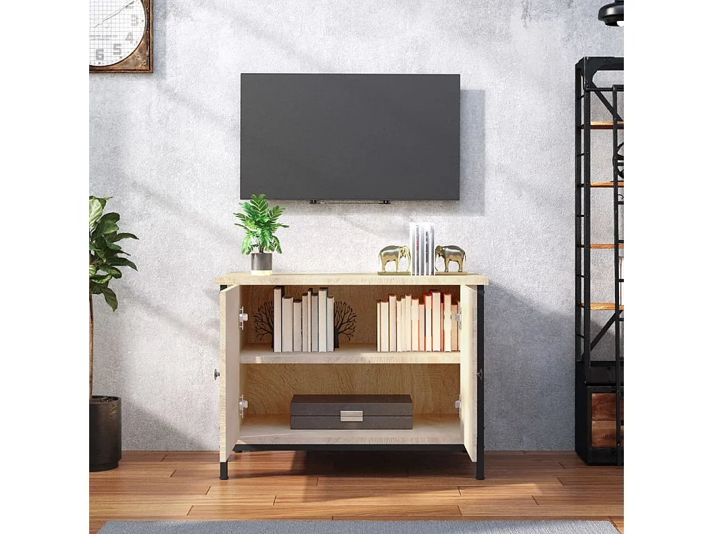 Meuble TV avec portes chêne sonoma 60x35x45cm bois d'ingénierie WET7491