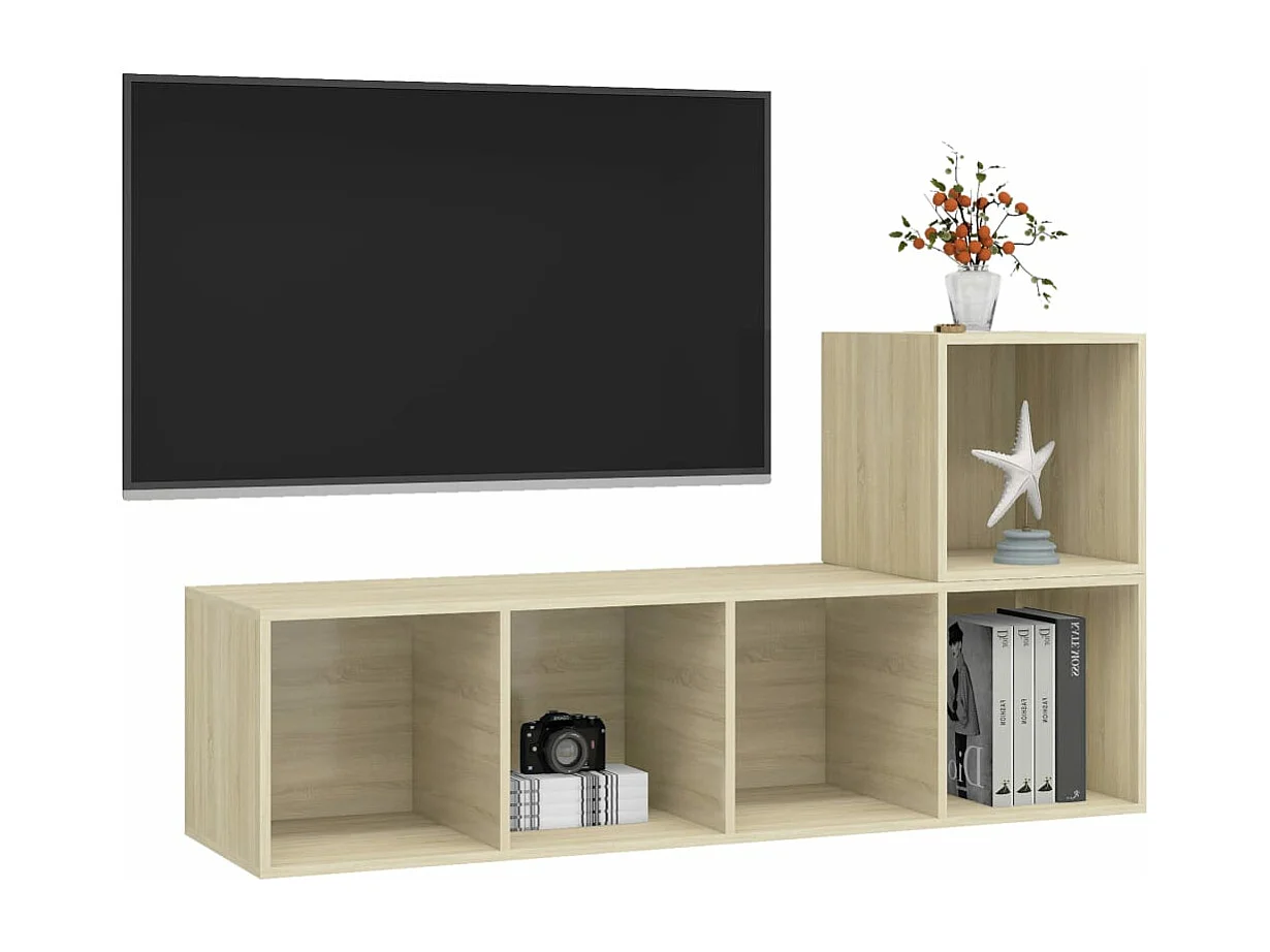 2-tlg. TV-Schrank-Set,TV-Möbel Sonoma-Eiche Holzwerkstoff -gkd647266
