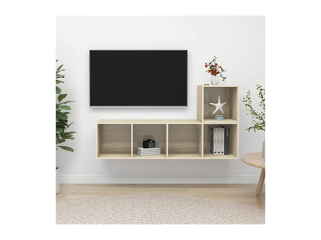 2-delige Tv-meubelset | Tv-Bank | TV-kast spaanplaat sonoma eikenkleurig