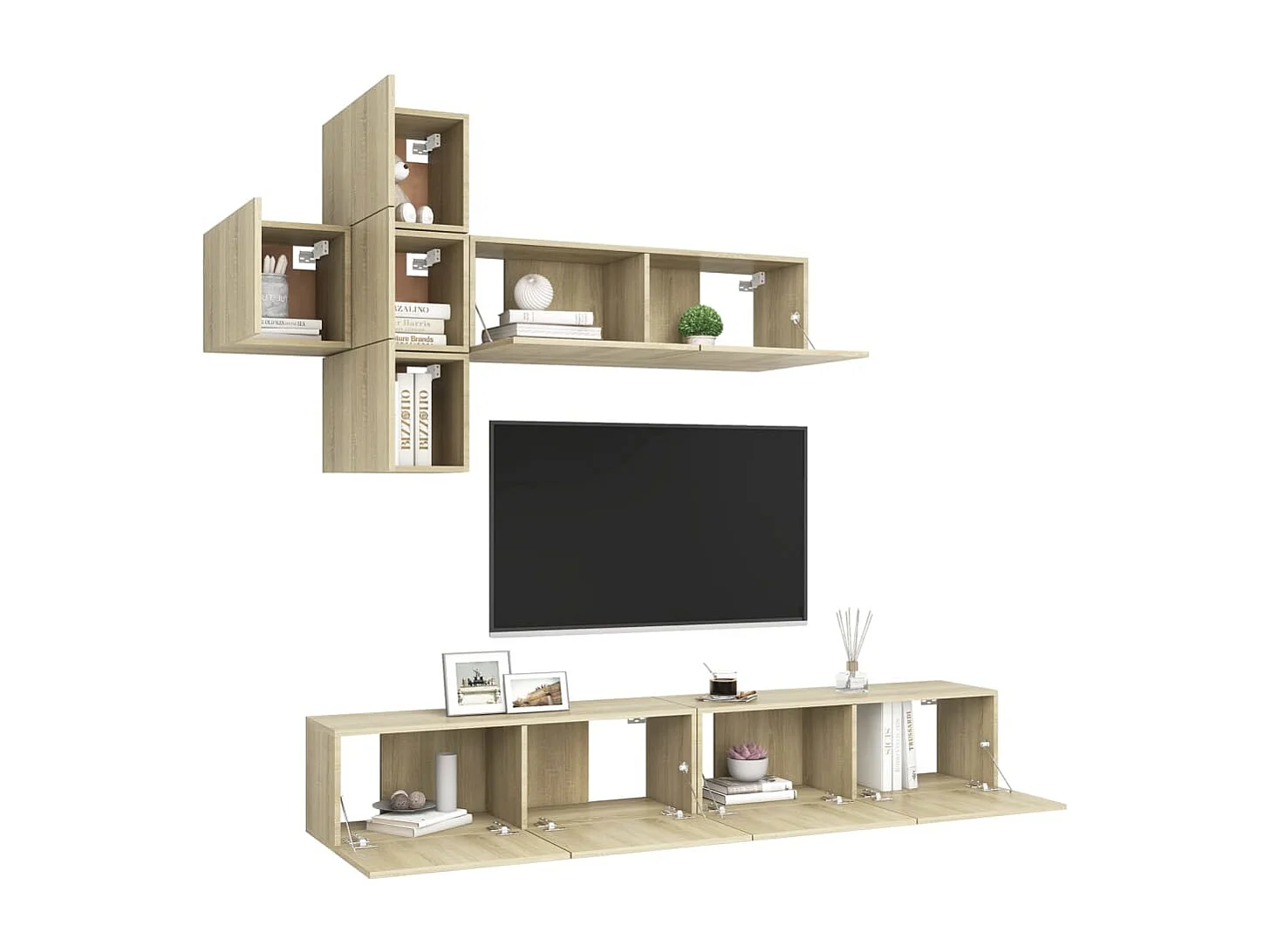 7 pzas Muebles TV roble Sonoma YOE18345