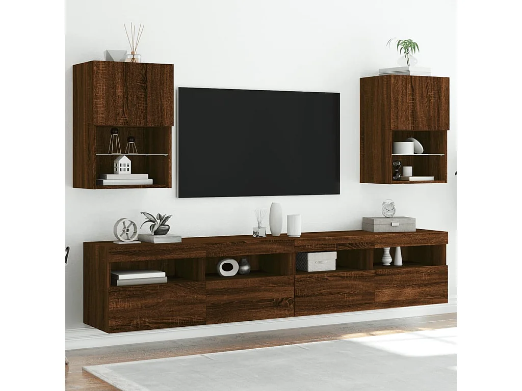 2 Stk.TV-Schränke,TV-Möbel mit LED-Leuchten Braun Eichen-Optik -gkd619469