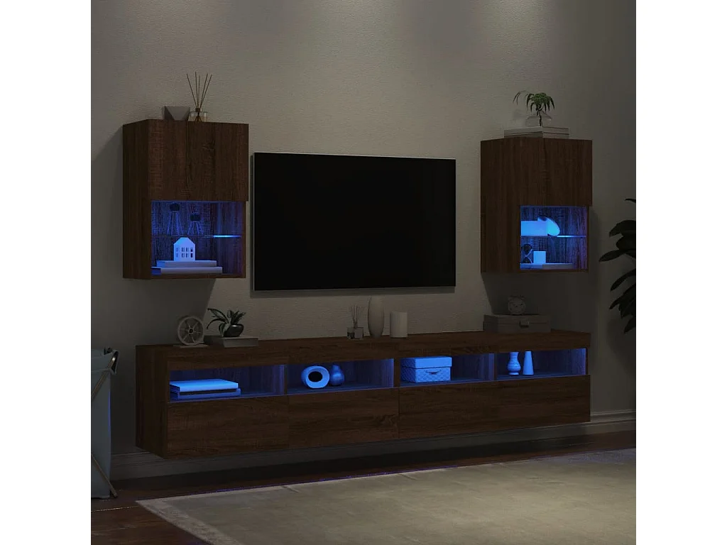 2 Stk.TV-Schränke,TV-Möbel mit LED-Leuchten Braun Eichen-Optik -gkd619469